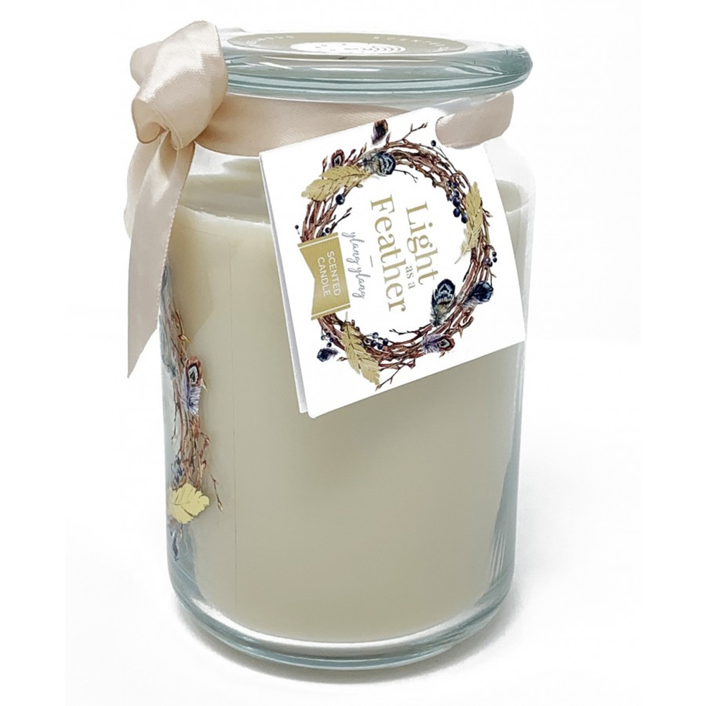 CANDELA PROFUMATA GIARA GRANDE BEIGE YLANG YLANG 700gr profumazione floreale ylang ylang 120h durata